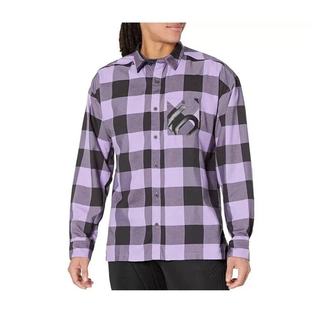 Adidas 5.10 Five Ten Flannel Plaid Shirt Purple/Black‎ HS8914 Size Medium NWT